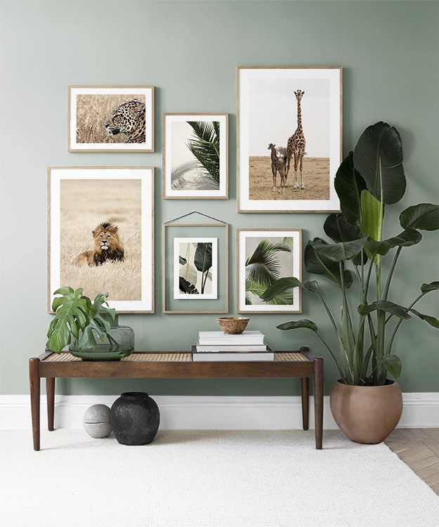 Wildlife & leaves gallery wall